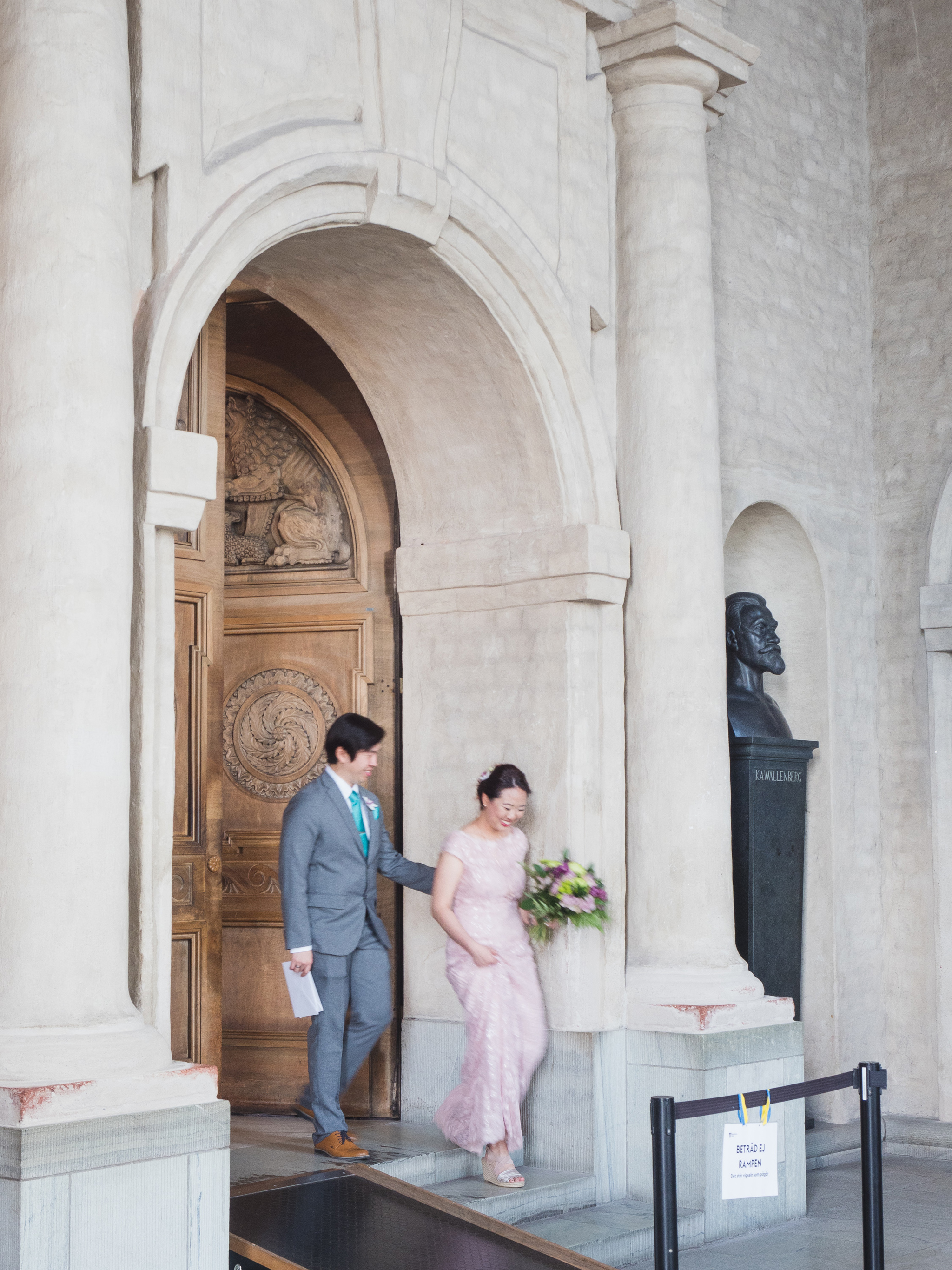 newlyweds at stockholm city hall